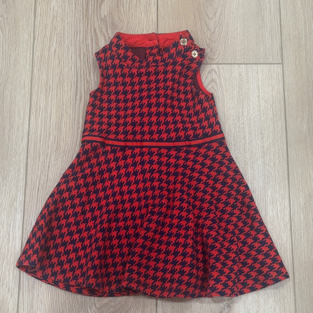 Janie and Jack Red and Black Houndstooth Dress